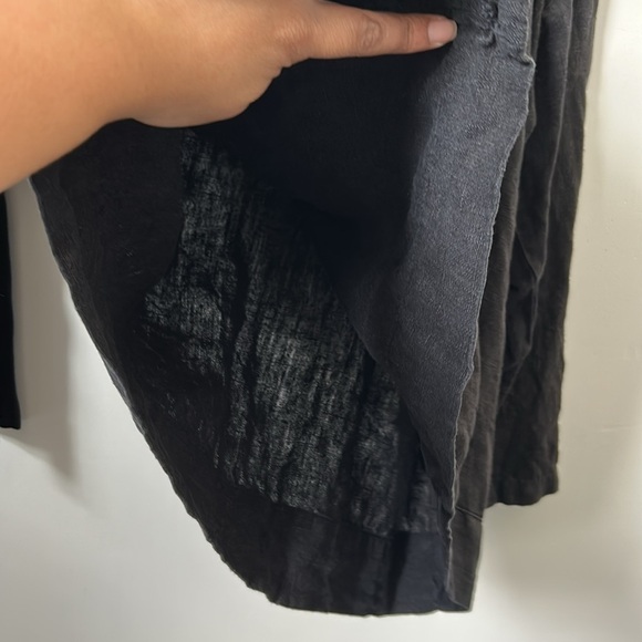 Camille and Co 100% Linen L Black Hooded Pullover Whimsigoth USA Made Natural - Picture 7 of 16